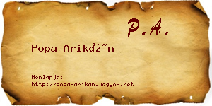 Popa Arikán névjegykártya